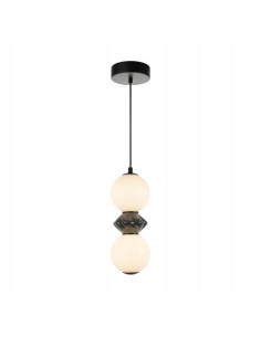 Italux BALOS Lampa wisząca ceramiczno-szklana kula 2x LED 10W czarno-biała, 166 cm, do pokoju dziecięcego