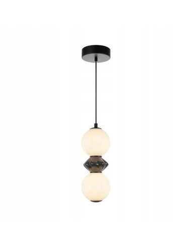 Italux BALOS Lampa wisząca ceramiczno-szklana kula 2x LED 10W czarno-biała, 166 cm, do pokoju dziecięcego