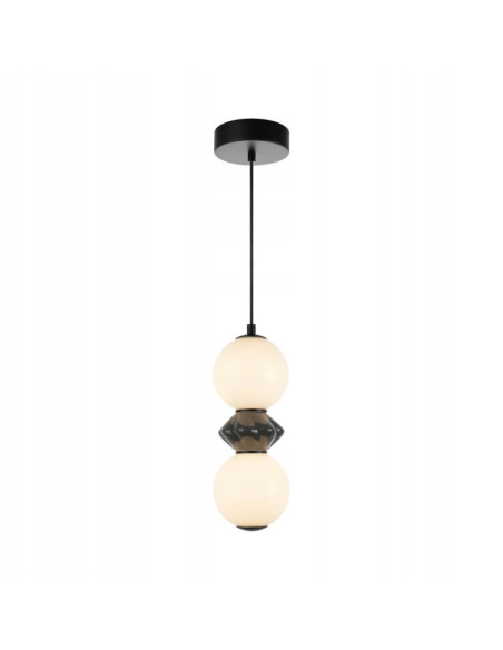 Italux BALOS Lampa wisząca ceramiczno-szklana kula 2x LED 10W czarno-biała, 166 cm, do pokoju dziecięcego