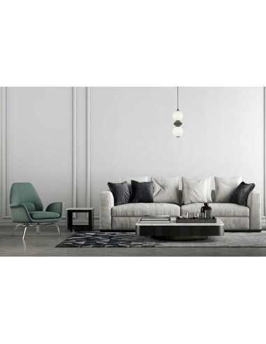 Italux BALOS Lampa wisząca ceramiczno-szklana kula 2x LED 10W czarno-biała, 166 cm, do pokoju dziecięcego