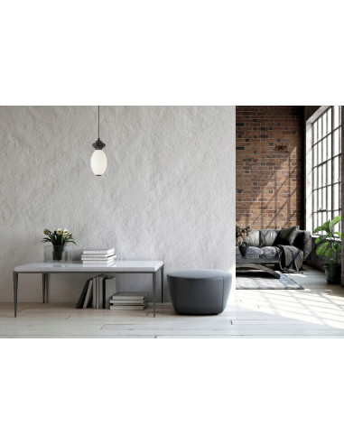 Italux BALOS – designerska lampa wisząca LED 7W czarno-biała, szklano-ceramiczny klosz, 157 cm