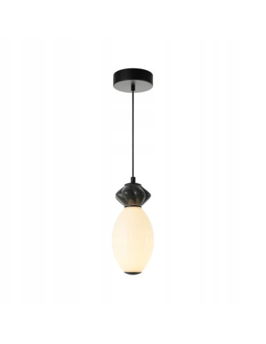 Italux BALOS – designerska lampa wisząca LED 7W czarno-biała, szklano-ceramiczny klosz, 157 cm