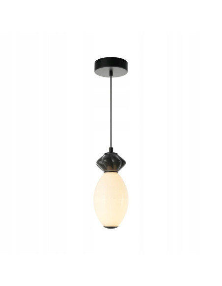 Italux BALOS – designerska lampa wisząca LED 7W czarno-biała, szklano-ceramiczny klosz, 157 cm