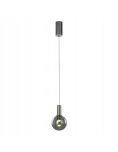 Italux ARIA — Lampa wisząca LED kula z dymionego szkła chrom/czarny 6W 120 cm, styl minimalistyczny