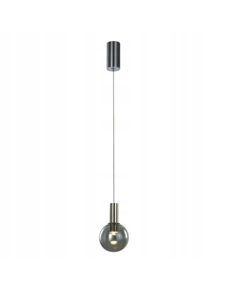 Italux ARIA — Lampa wisząca LED kula z dymionego szkła chrom/czarny 6W 120 cm, styl minimalistyczny