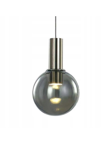 Italux ARIA — Lampa wisząca LED kula z dymionego szkła chrom/czarny 6W 120 cm, styl minimalistyczny