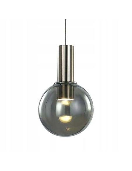 Italux ARIA — Lampa wisząca LED kula z dymionego szkła chrom/czarny 6W 120 cm, styl minimalistyczny