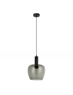 Italux Aprica — Lampa wisząca E27 czarne matowe wykończenie z okrągłym dymionym kloszem 25 cm