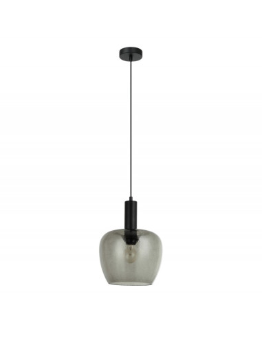 Italux Aprica — Lampa wisząca E27 czarne matowe wykończenie z okrągłym dymionym kloszem 25 cm