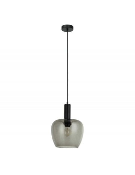 Italux Aprica — Lampa wisząca E27 czarne matowe wykończenie z okrągłym dymionym kloszem 25 cm