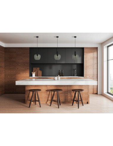 Italux Aprica — Lampa wisząca E27 czarne matowe wykończenie z okrągłym dymionym kloszem 25 cm