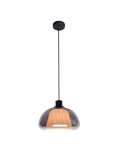 Italux APIRO Lampa wisząca E27 grafit z przydymionym bursztynowym szkłem „pieczarka” 24,5 cm, IP20