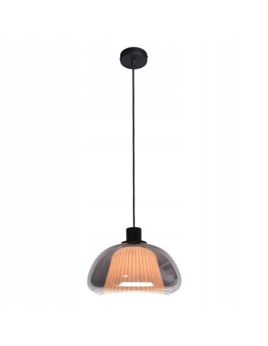 Italux APIRO Lampa wisząca E27 grafit z przydymionym bursztynowym szkłem „pieczarka” 24,5 cm, IP20