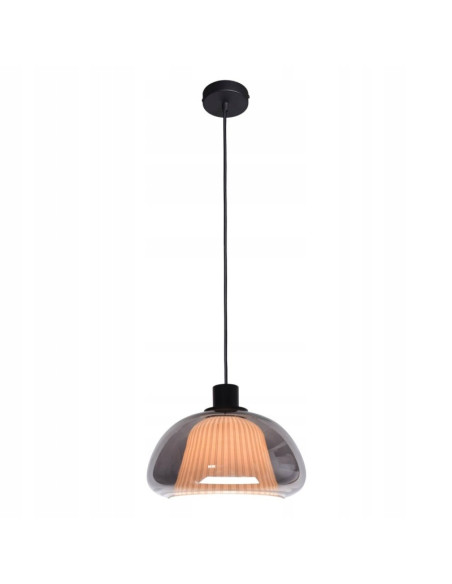 Italux APIRO Lampa wisząca E27 grafit z przydymionym bursztynowym szkłem „pieczarka” 24,5 cm, IP20