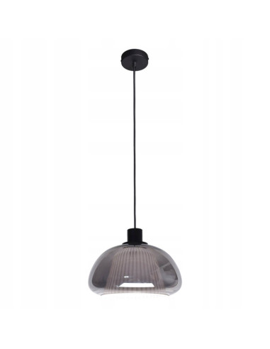 Italux APIRO Lampa wisząca E27 grafit z przydymionym bursztynowym szkłem „pieczarka” 24,5 cm, IP20