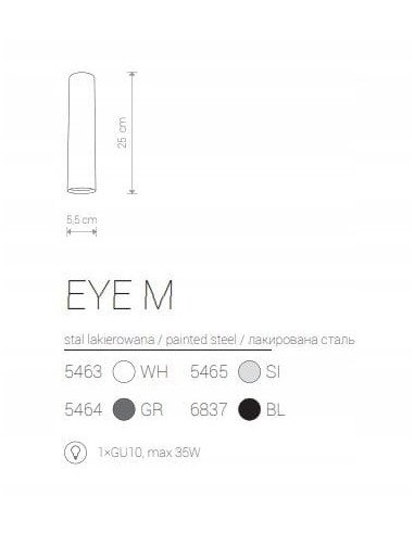 Nowodvorski EYE 5463 — natynkowy spot sufitowy GU10, biały, nowoczesny, 1-punktowy (HIT EYE)