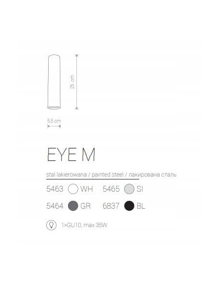 Nowodvorski EYE 5463 — natynkowy spot sufitowy GU10, biały, nowoczesny, 1-punktowy (HIT EYE)
