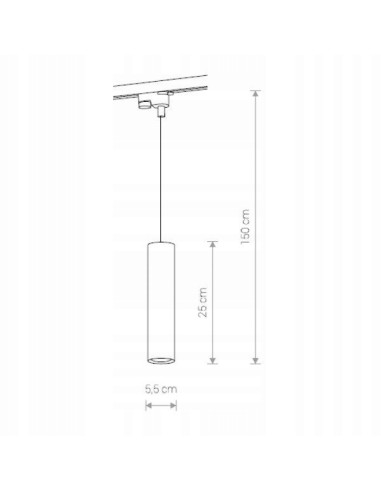 Nowodvorski PROFILE EYE 9338 – czarny zwis szynowy GU10, tubowy klosz 25cm, 150cm długości
