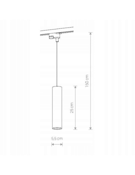 Nowodvorski PROFILE EYE 9338 – czarny zwis szynowy GU10, tubowy klosz 25cm, 150cm długości