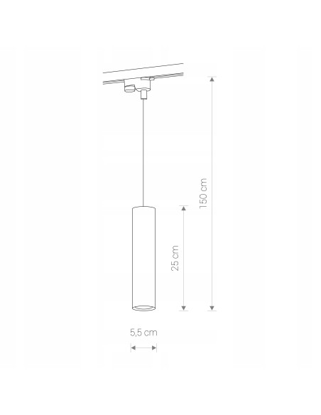 Nowodvorski PROFILE EYE 9338 – czarny zwis szynowy GU10, tubowy klosz 25cm, 150cm długości