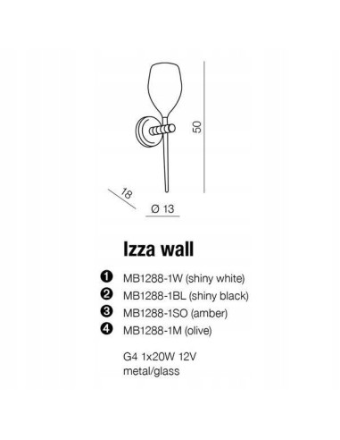 Kinkiet AZzardo IZZA biało-czarny G4 50 cm – nowoczesny ozdobny do sypialni nad łóżko