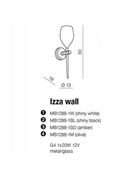 Kinkiet AZzardo IZZA biało-czarny G4 50 cm – nowoczesny ozdobny do sypialni nad łóżko