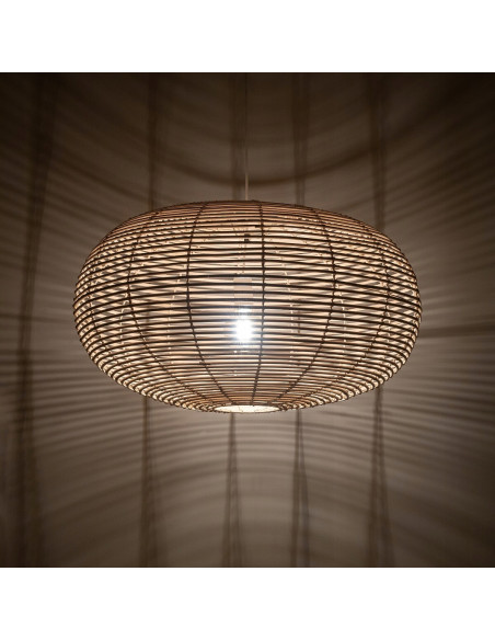 Nowodvorski Rattan Lampa Wisząca 79 cm E27 Boho Regulowana Biały Metal Brązowy Abażur