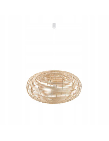 Nowodvorski Rattan Lampa Wisząca 79 cm E27 Boho Regulowana Biały Metal Brązowy Abażur