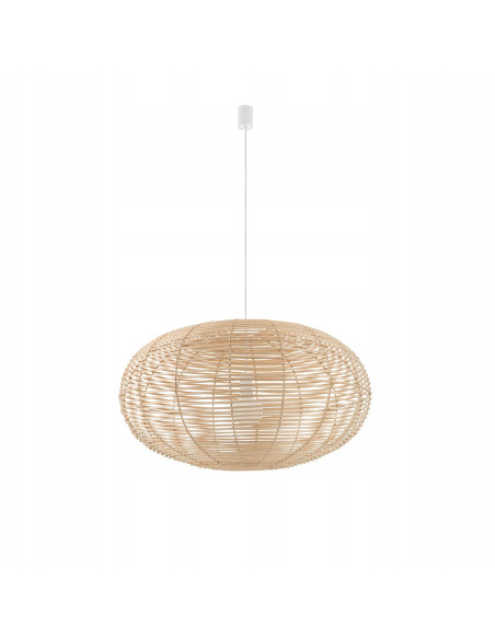 Nowodvorski Rattan Lampa Wisząca 79 cm E27 Boho Regulowana Biały Metal Brązowy Abażur