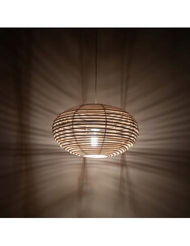 Nowodvorski Rattan Lampa wisząca 40 cm E27 regulowana boho biała z brązowym abażurem