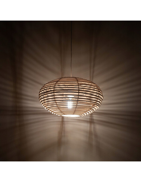 Nowodvorski Rattan Lampa wisząca 40 cm E27 regulowana boho biała z brązowym abażurem