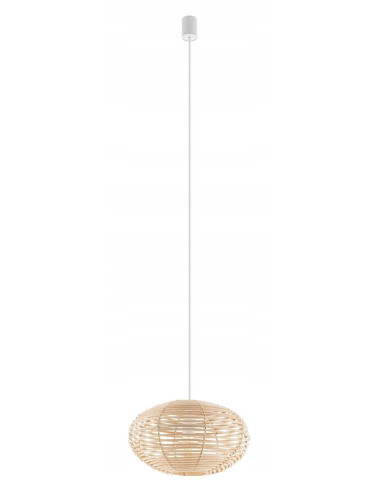 Nowodvorski Rattan Lampa wisząca 40 cm E27 regulowana boho biała z brązowym abażurem