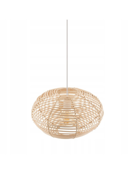 Nowodvorski Rattan Lampa wisząca 40 cm E27 regulowana boho biała z brązowym abażurem