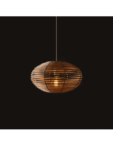 Nowodvorski Rattan Lampa wisząca 40 cm E27 regulowana boho biała z brązowym abażurem