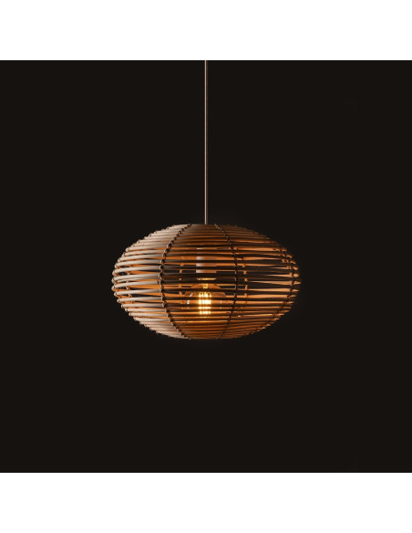 Nowodvorski Rattan Lampa wisząca 40 cm E27 regulowana boho biała z brązowym abażurem
