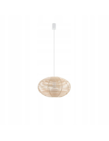 Nowodvorski Rattan Lampa wisząca 40 cm E27 regulowana boho biała z brązowym abażurem