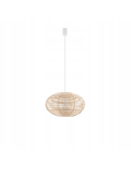 Nowodvorski Rattan Lampa wisząca 40 cm E27 regulowana boho biała z brązowym abażurem