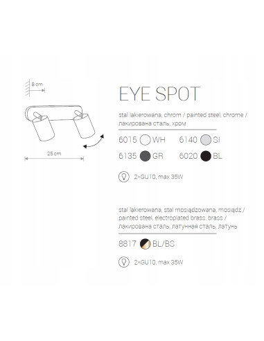 Nowodvorski EYE SPOT 6020 — nowoczesny kinkiet ścienny 2xGU10 czarny/chrom, regulowane reflektory