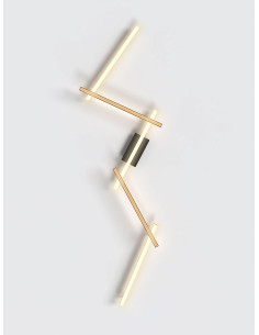 Nowoczesna lampa sufitowa LED RIMINI 5-punktowa w czerni i drewnie - idealna do kuchni i salonu.