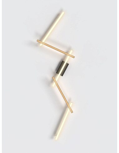 Nowoczesna lampa sufitowa LED RIMINI 5-punktowa w czerni i drewnie - idealna do kuchni i salonu.