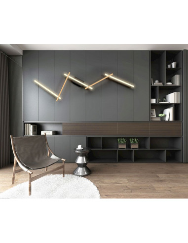 Nowoczesna lampa sufitowa LED RIMINI 5-punktowa w czerni i drewnie - idealna do kuchni i salonu.