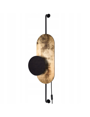 Nowodvorski WHEEL LUX kinkiet ścienny czarny/złoty G9 1-punktowy industrialny 89 cm