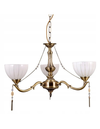 Italux Baxio Lampa Wisząca 3-płomienna Złota z Mlecznymi Kloszami E27 55 cm