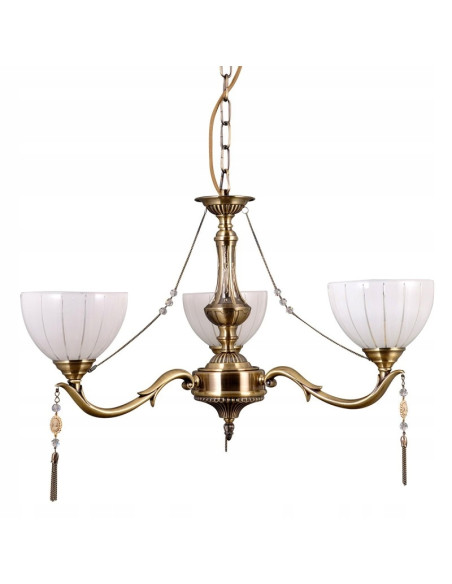 Italux Baxio Lampa Wisząca 3-płomienna Złota z Mlecznymi Kloszami E27 55 cm
