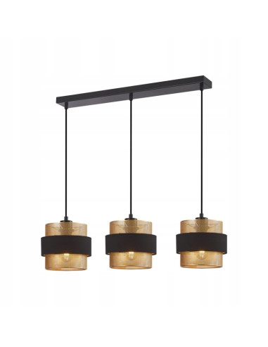 Italux BANS — Lampa wisząca potrójna cylindryczne klosze czarno-złota E27 3x40W