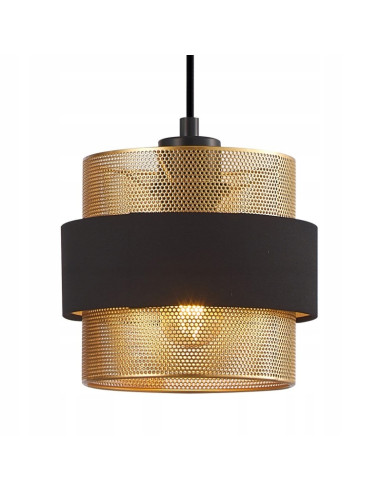 Italux BANS — Lampa wisząca potrójna cylindryczne klosze czarno-złota E27 3x40W