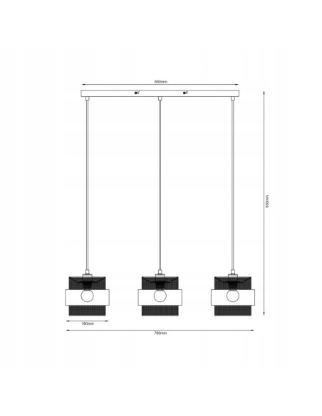 Italux BANS — Lampa wisząca potrójna cylindryczne klosze czarno-złota E27 3x40W