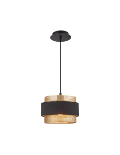 Italux BANS – Lampa wisząca E27 czarna z złotym ażurowym wnętrzem, 1-punktowa, 24 cm, 93 cm