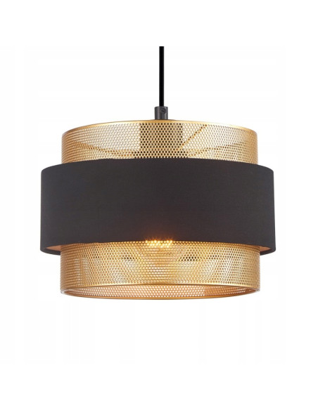 Italux BANS – Lampa wisząca E27 czarna z złotym ażurowym wnętrzem, 1-punktowa, 24 cm, 93 cm