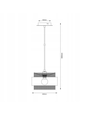 Italux BANS – Lampa wisząca E27 czarna z złotym ażurowym wnętrzem, 1-punktowa, 24 cm, 93 cm